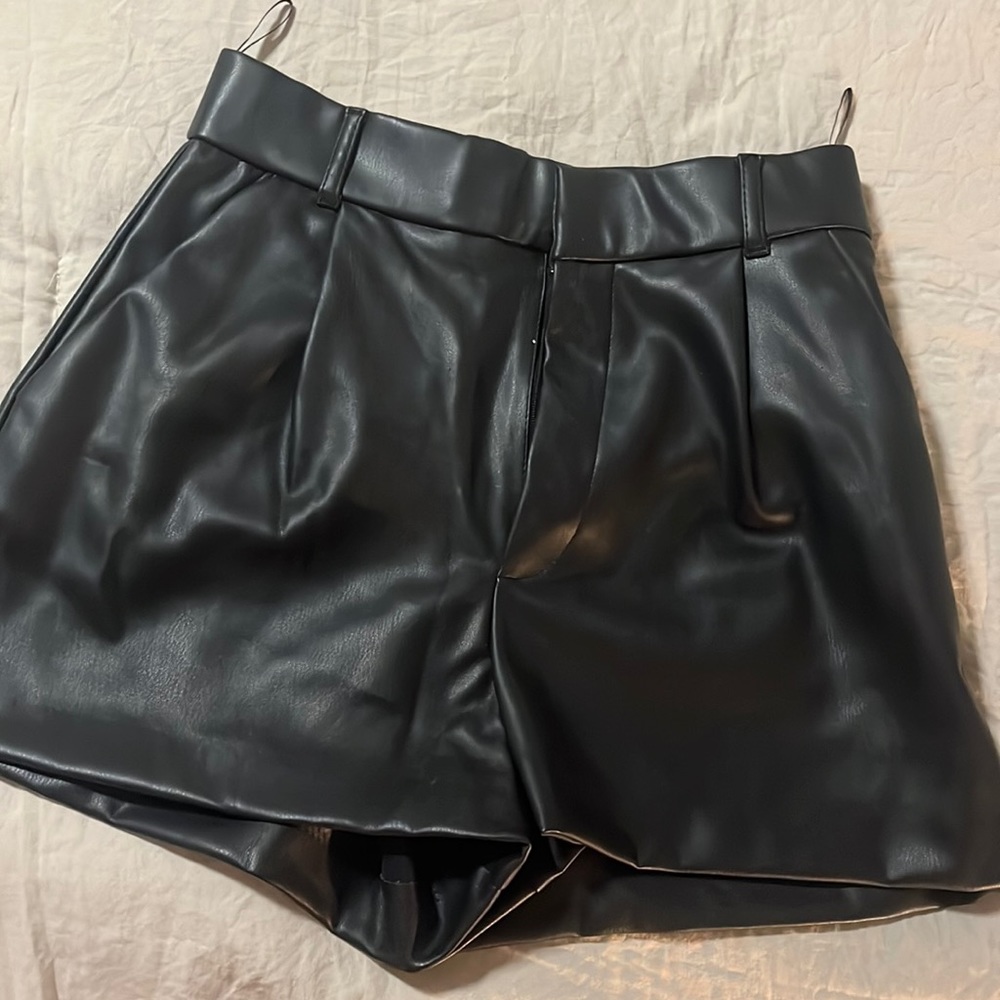 Black Faux Leather Shorts from Zara